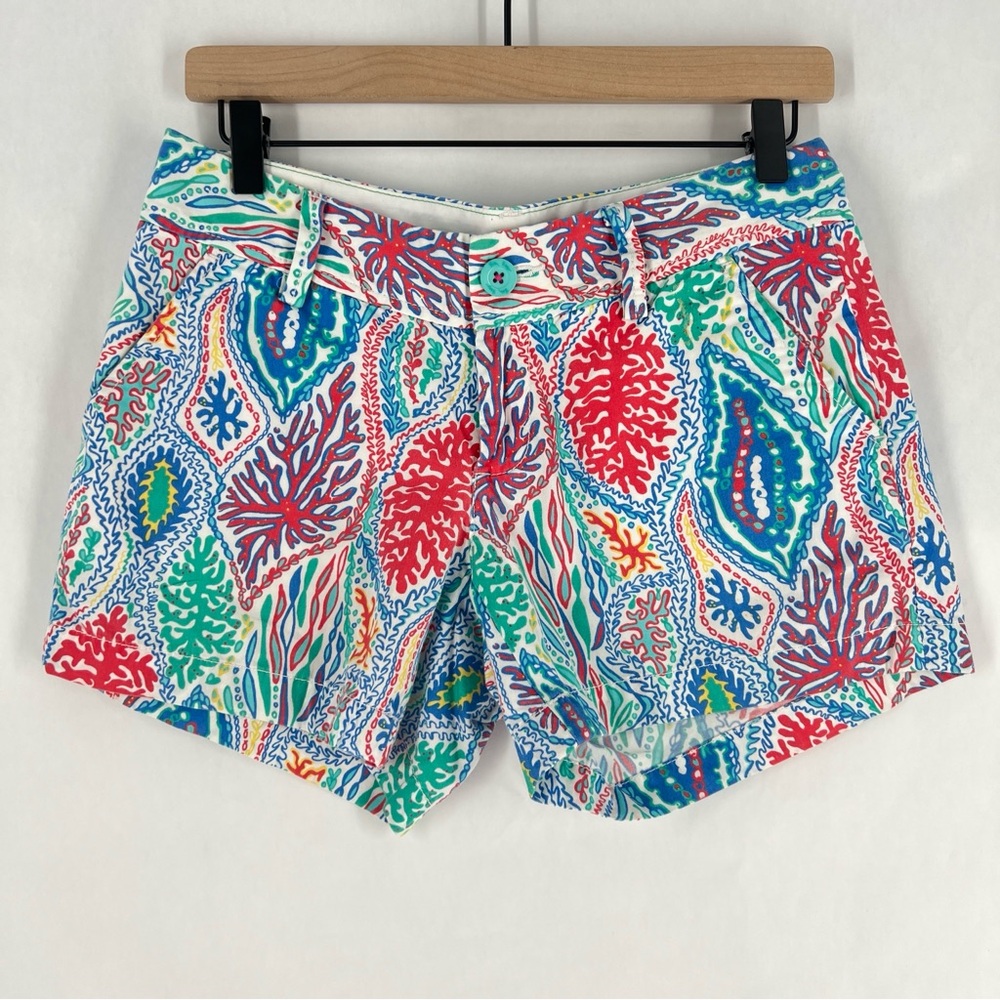 Lilly Pulitzer Callahan Short Vibrant Multicolor Coral Reef Print Cotton Size 2